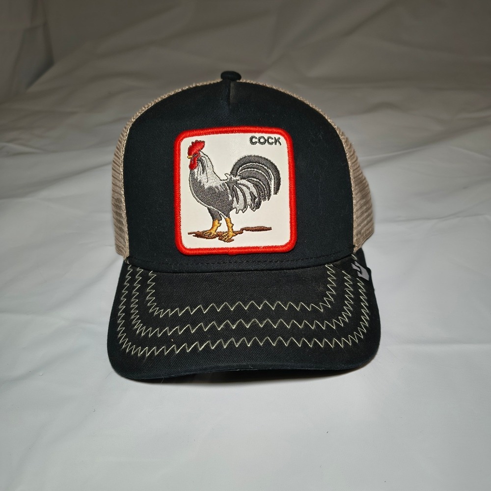 Goorin Bros The Farm Rooster Trucker Hat Black Tan Snapback Mesh Cap